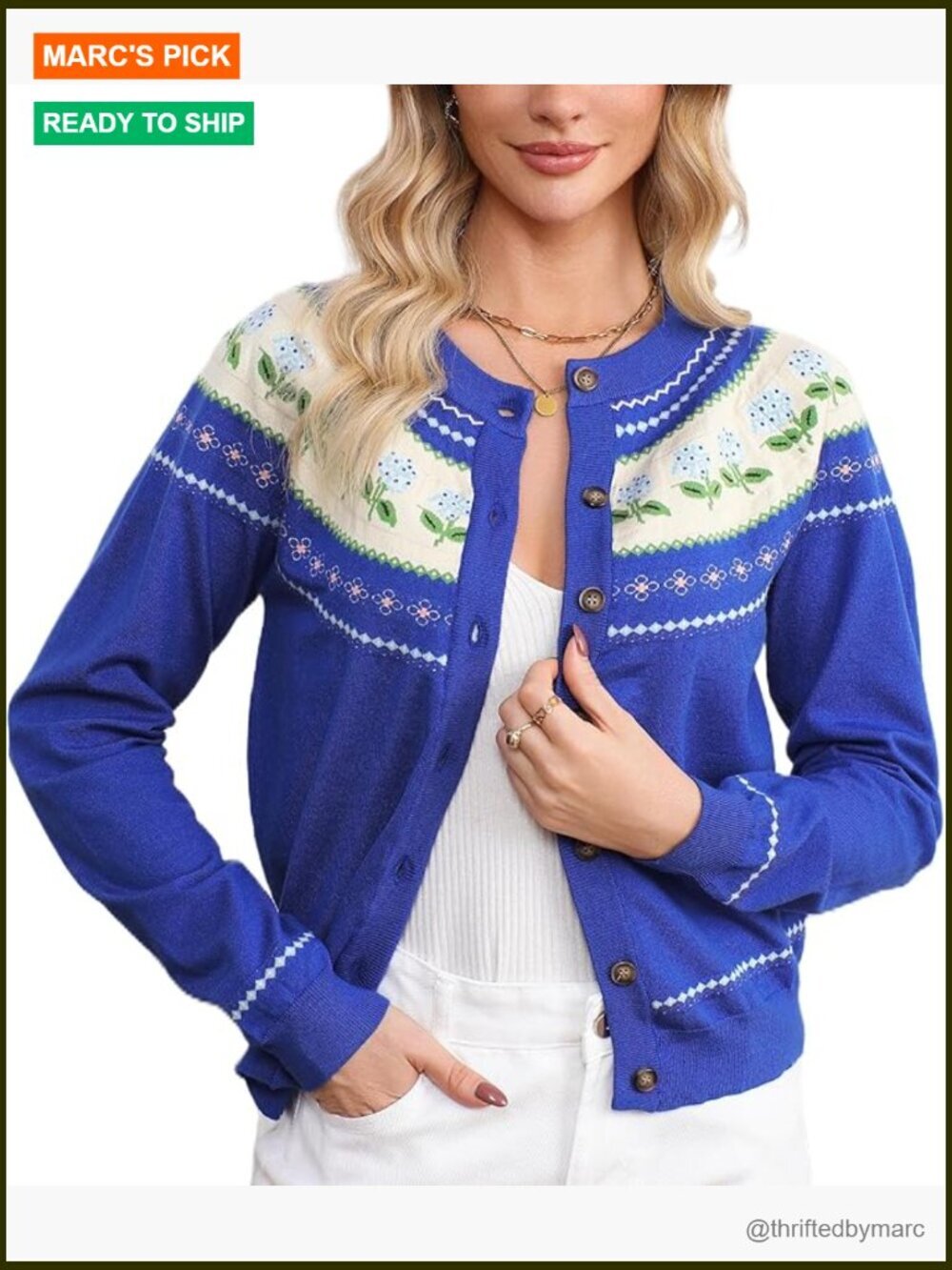 Long Sleeve Open Front Cardigan Crew Neck Floral Print Knit Fall Sweater